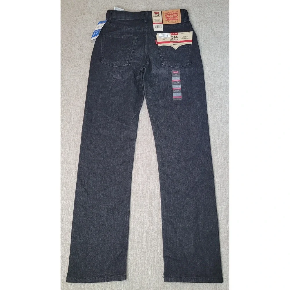 Levis 514 Straight Boys Jeans Size 16 Reg 28x30 Dark Wash Performance Stretch